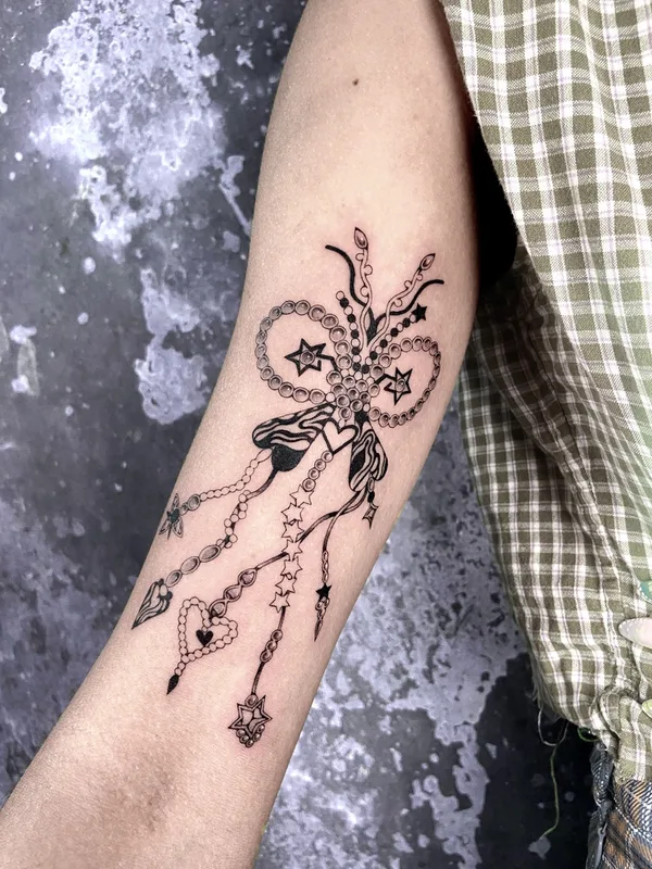 black linework tattoo on forearm #57689 | Tattoo Artist Kodsuno