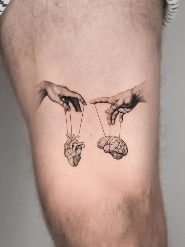 black and grey realism 纹身 在 thigh #57722 | 纹身师 Thommesen Ink