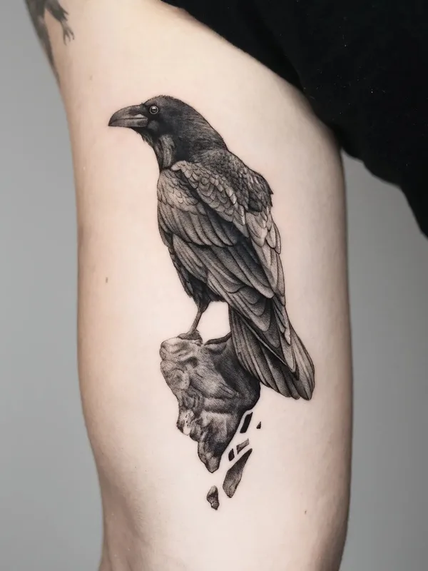 black and grey black and grey 纹身 在 bicep #57724 | 纹身师 Thommesen Ink