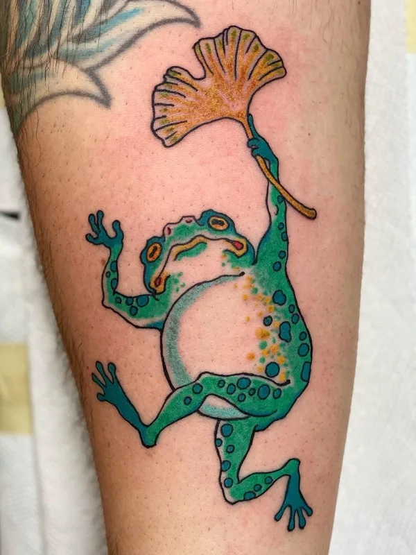 color japanese tattoo on calf #57754 | Tattoo Artist Brandon Stolicny