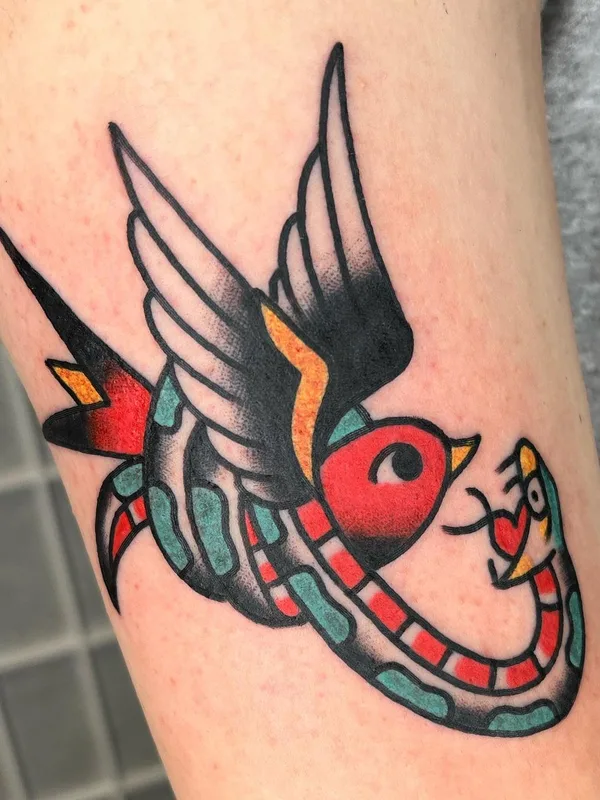 color traditional tattoo on forearm #57765 | Tattoo Artist Derik Snell