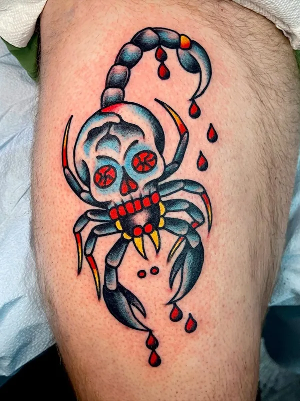 color neo traditional tattoo on thigh #57777 | Tattoo Artist Darius Cappelli
