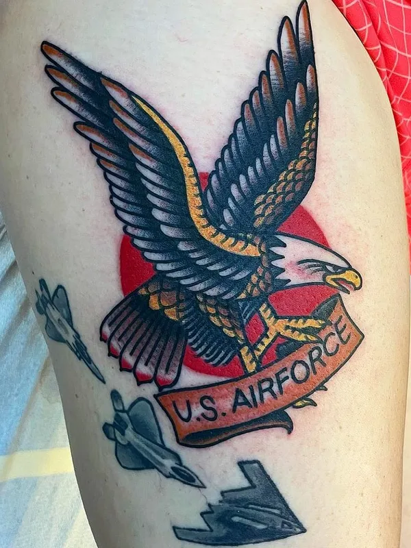 color old school tattoo on thigh #57790 | Tattoo Artist Ryan Miller
