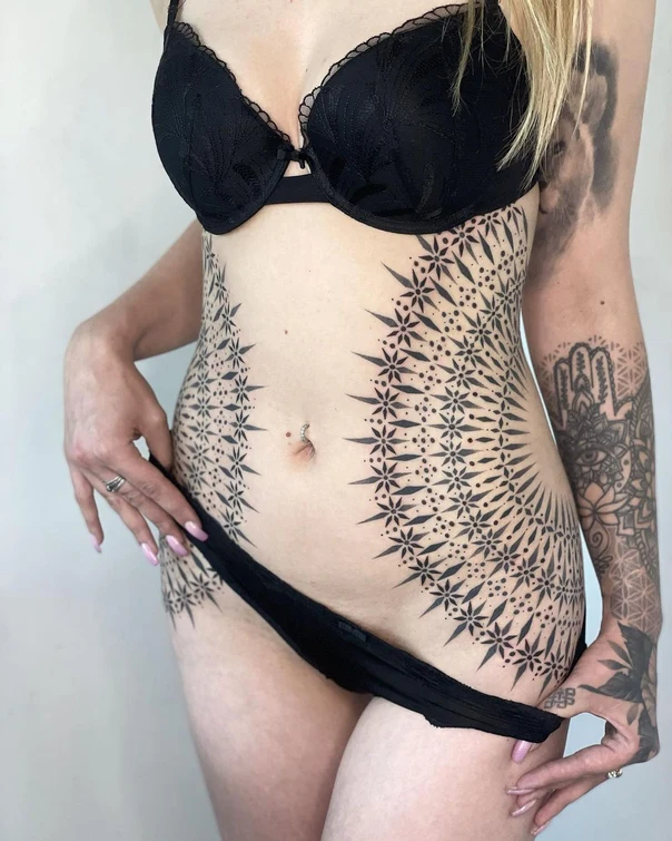 Ornamental Mandala, Geometric tattoo on Side