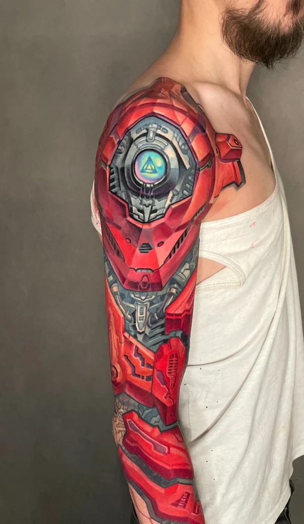 Biomechanical Robot, Cyberpunk tattoo on Full Sleeve