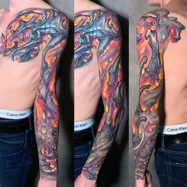 Абстрактная Abstract, Organic tattoo на Полный рукав