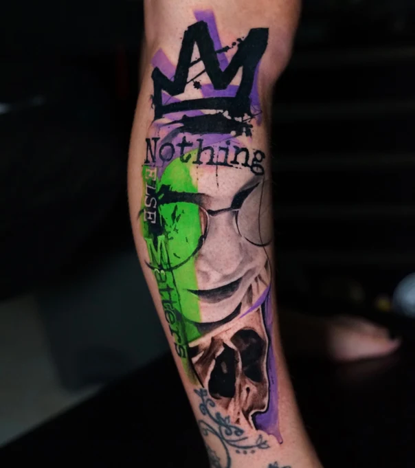 Abstract Skull, Crown tattoo on Forearm