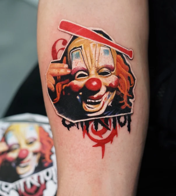 Illustrative Clown tattoo on Forearm
