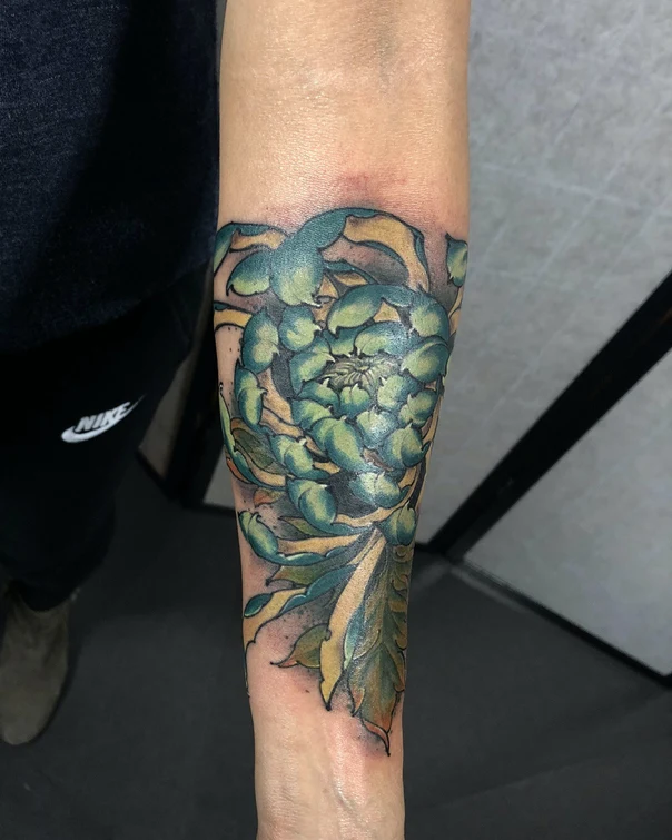Japanese Flower tattoo on Forearm