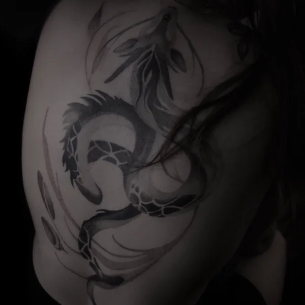 Graphic tattoo by baaad.ink in Moscow