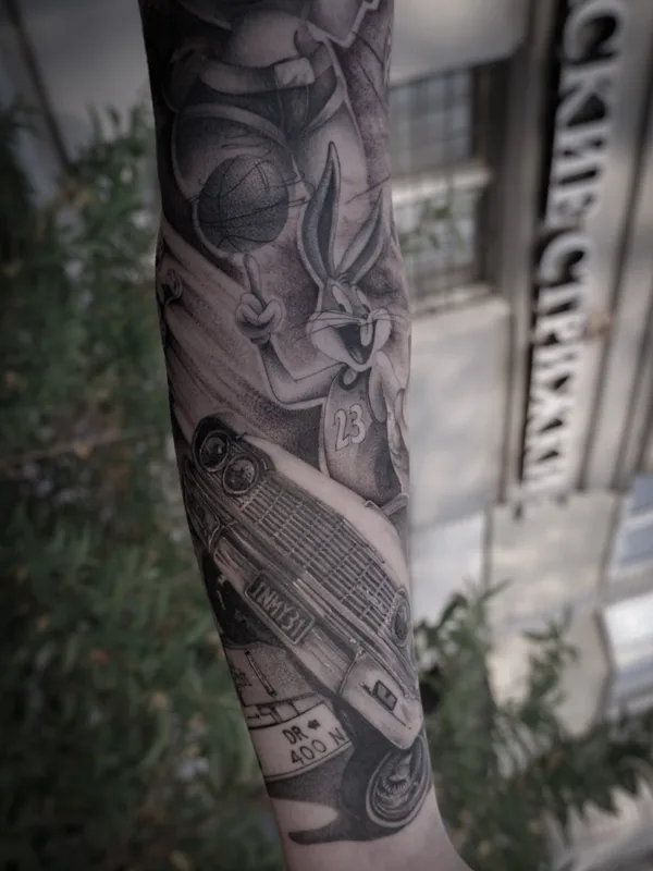 black and grey black and grey татуировка на full sleeve #72593 | Тату мастер Егор Филиппов