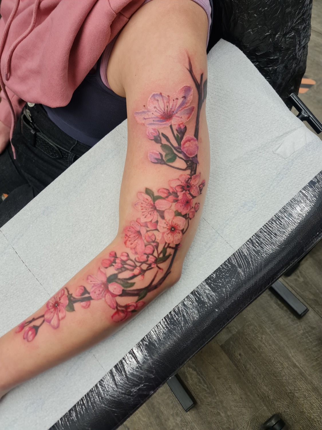Botanic Cherry blossom, Branch tattoo on Forearm