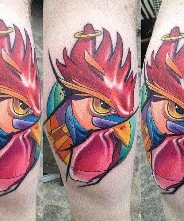 color illustrative tattoo on calf #1463 | Tattoo Artist Matej Martius