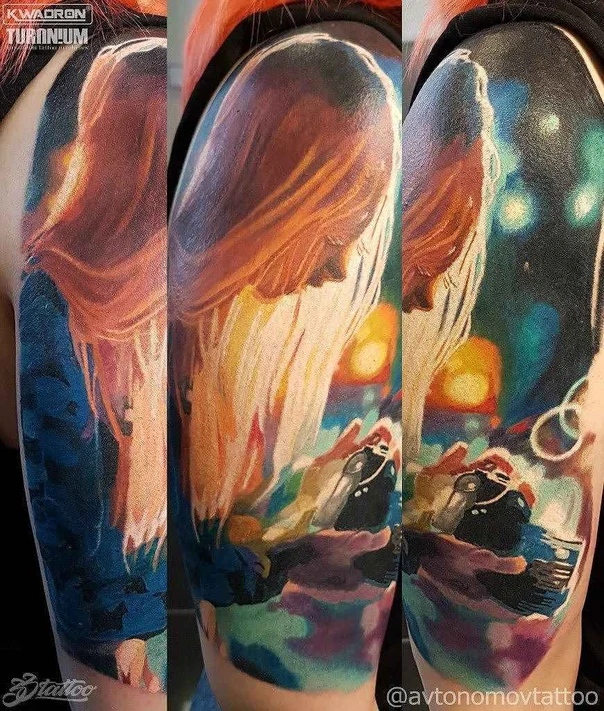 Иллюстративная Portrait, Landscape tattoo на Дельта