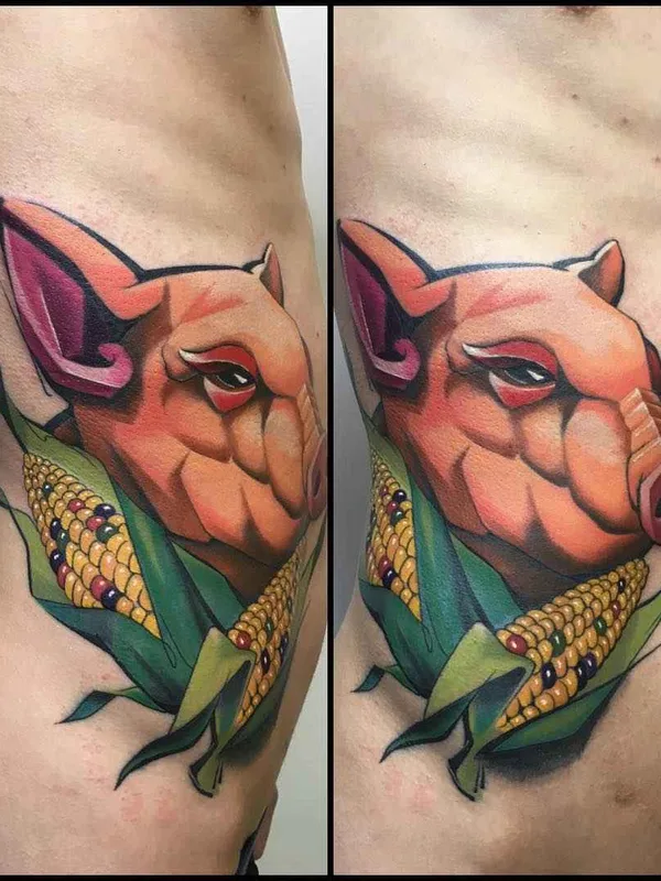 color illustrative tattoo on side #1466 | Tattoo Artist Matej Martius