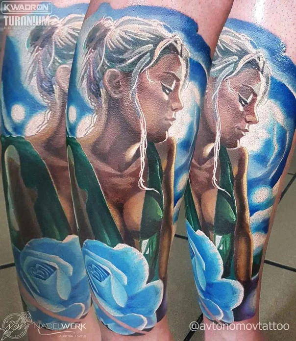 Реализм Woman, Rose tattoo на Икра
