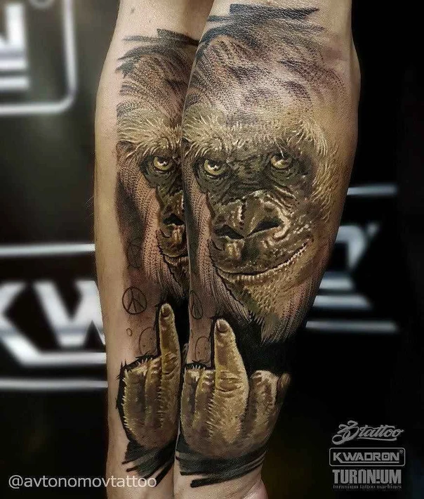 Реализм Gorilla, Hand tattoo на Предплечье