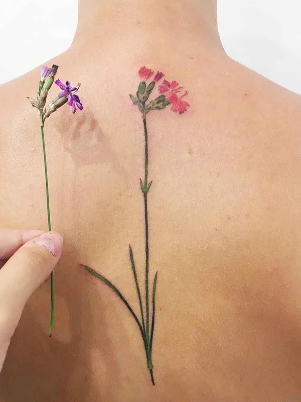 color botanic tattoo on upper back #1505 | Tattoo Artist Rita Rit Kit Zolotuhina
