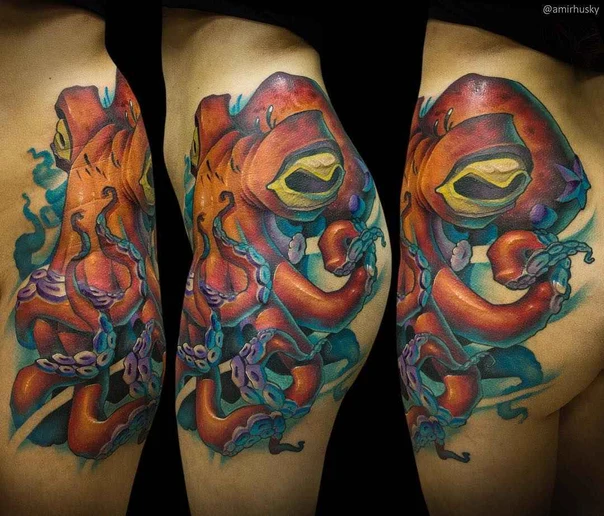 Иллюстративная Octopus tattoo на Бедро (верх)