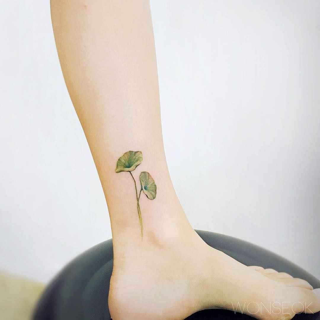 Sprout tattoo on the ankle