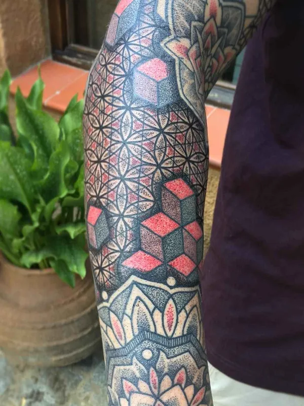 color geometric Tatuagem em full sleeve #11950 | Tatuador Inga Hannarr