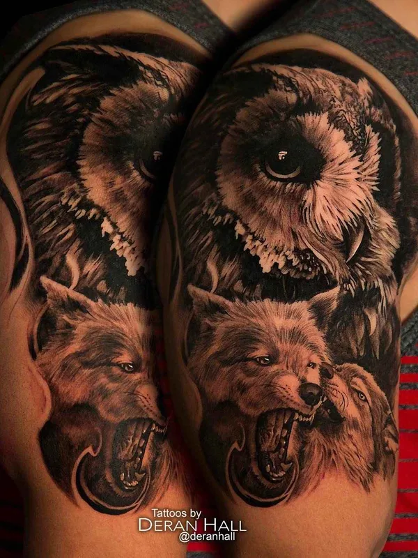 black and grey realism Tatuaggio su shoulder #12081 | Tatuatore Deran Hall