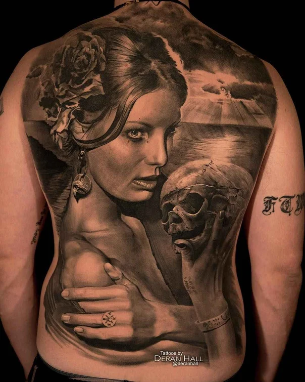 Realism Skull, Portrait tattoo on Full Back
