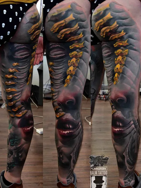 color biomechanical Tatuaggio su full leg #12580 | Tatuatore Tomasz TOFI Torfinski