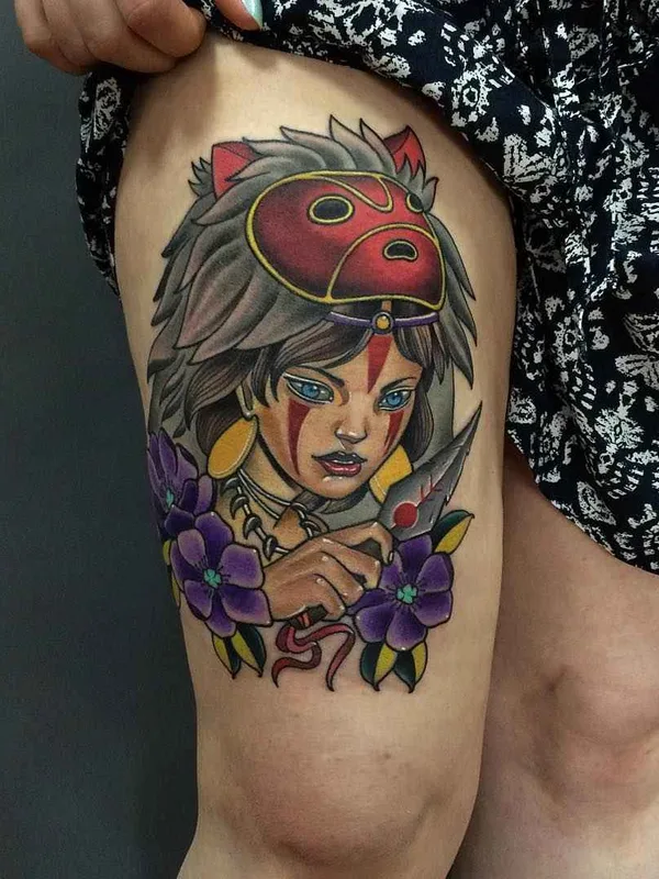 female color neo traditional Tatuaggio su thigh #12446 | Tatuatore Никита NEL Наумов