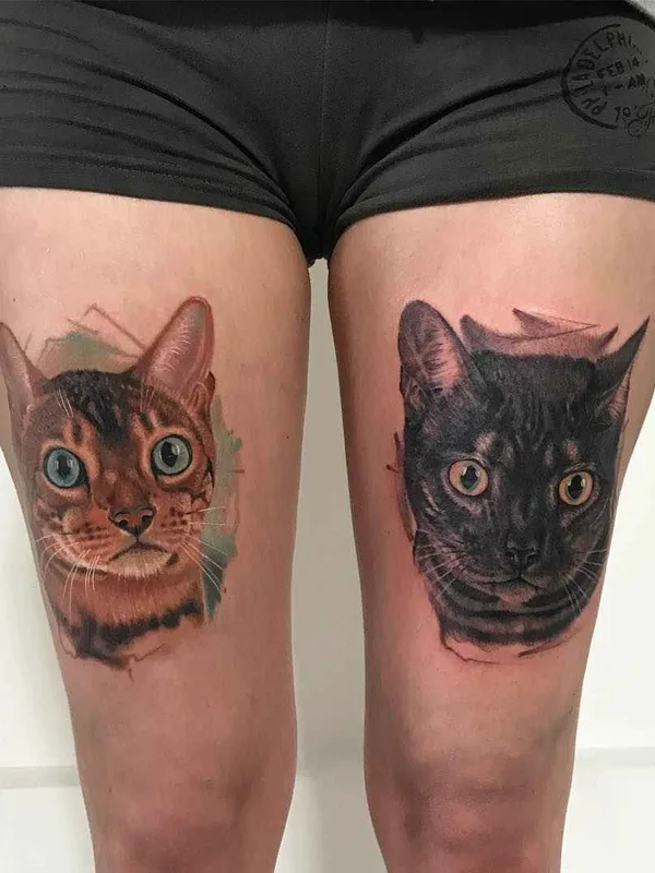 female color realism tattoo on thigh #12347 | Tattoo Artist Rafal Makarow