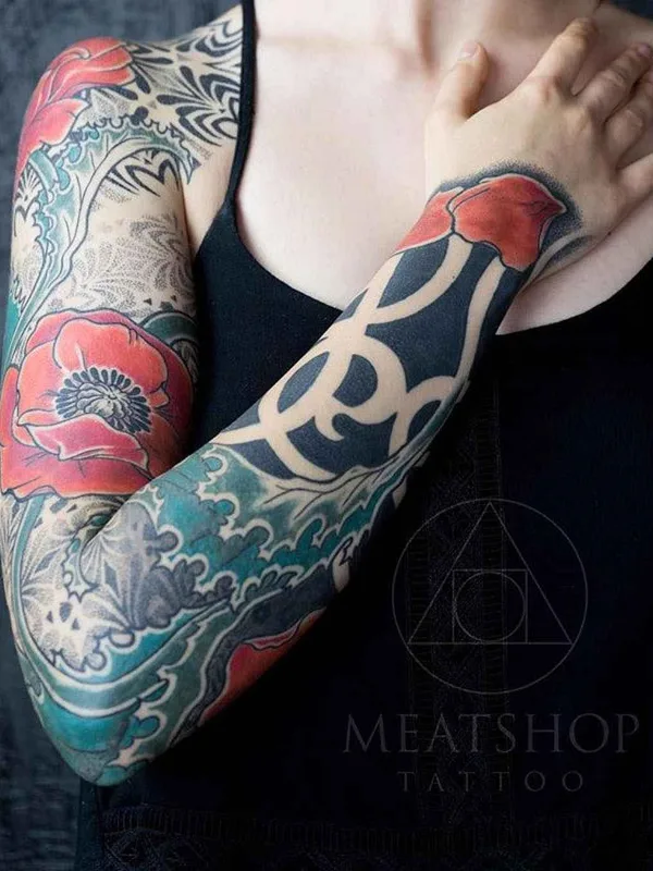 female color japanese Tatuagem em full sleeve #11953 | Tatuador Inga Hannarr