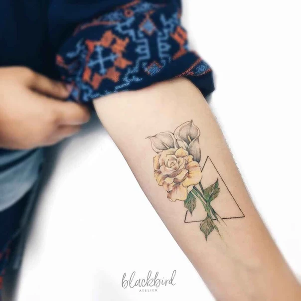 Botanic Flower, Geometric tattoo on Forearm