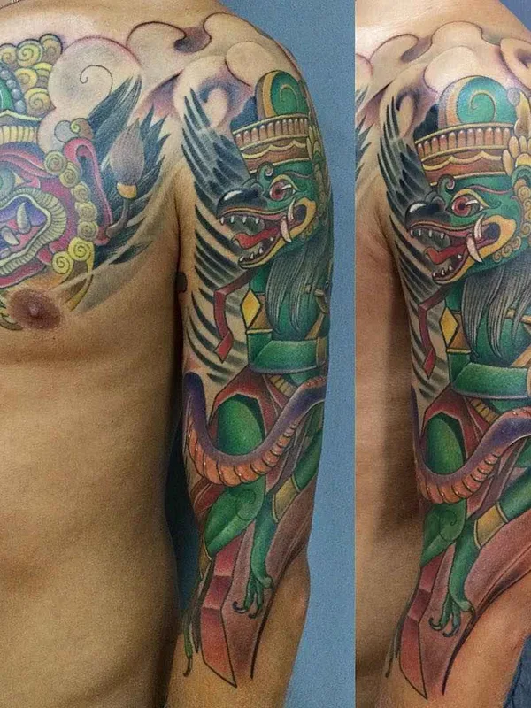 male color illustrative Tatuaggio su full sleeve #12449 | Tatuatore Никита NEL Наумов
