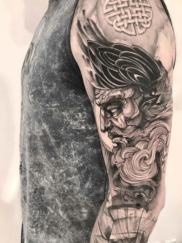 male black and grey black and grey татуировка на full sleeve #12427 | Тату мастер Lincoln Lima