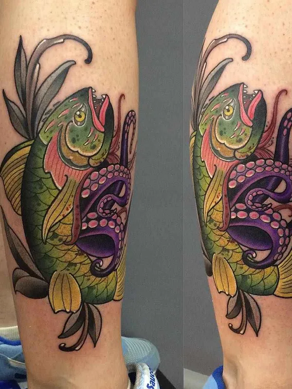 color neo traditional Tatuaggio su calf #12451 | Tatuatore Никита NEL Наумов