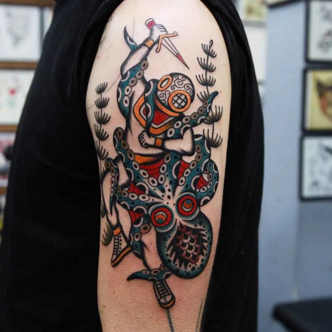 Tatuador Vic James tatuagem colorida clássica tradicional | Artista de tatuagem Vic James colorida clássica tradicional tattoo