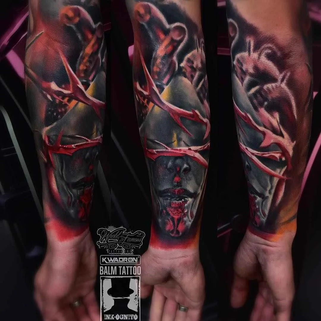 Тату мастер Tomasz TOFI Torfinski цветные сюрреалистические реализм татуировки | Tattoo artist Tomasz TOFI Torfinski color surrealistic realistic tattoo