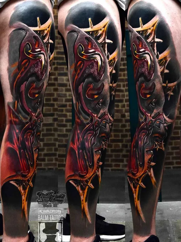 color biomechanical Tatuaggio su full leg #12585 | Tatuatore Tomasz TOFI Torfinski