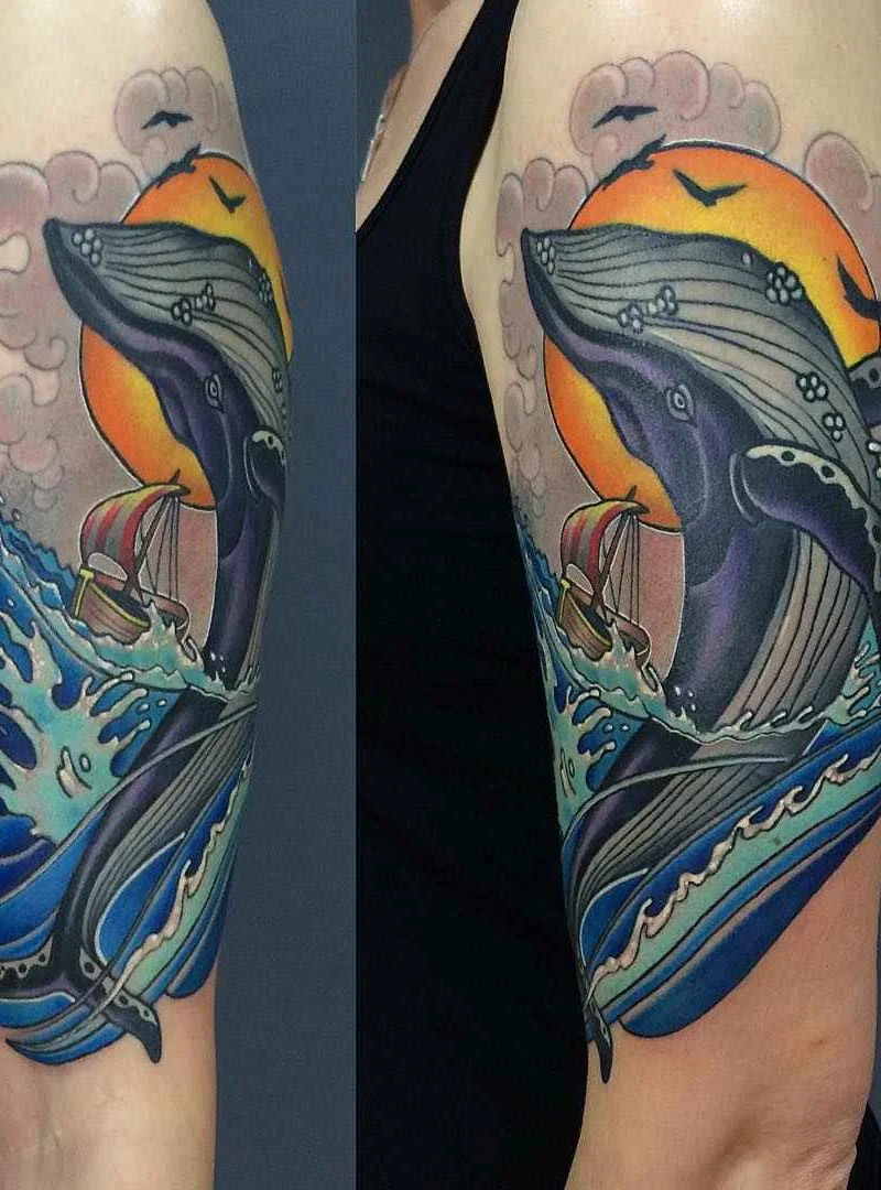 New school tattoo by Nikita Naumov