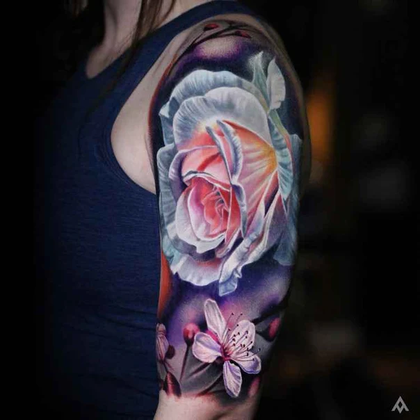 Realism Rose, Flower tattoo on Full Sleeve