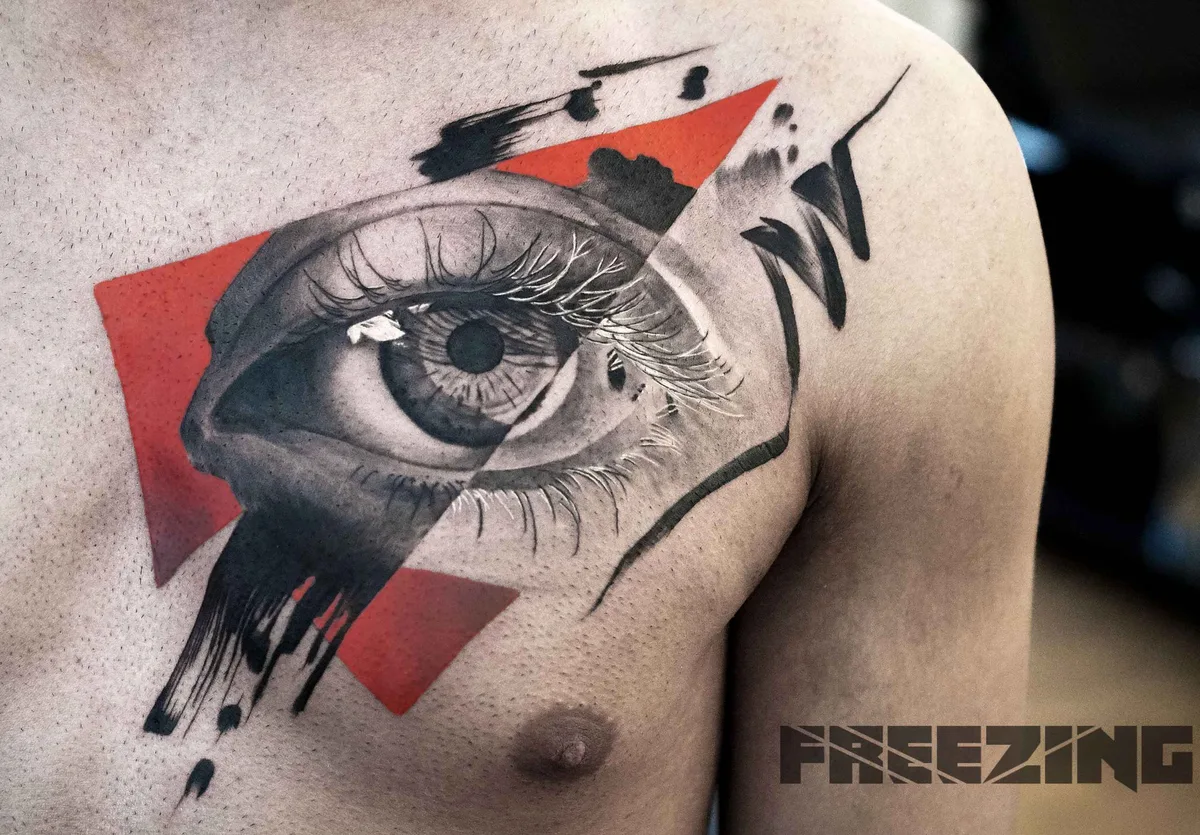 Tatuista Denis FREEZING Moskalev, tatuaggio a colori trash polka dotwork | Tattoo artist Denis FREEZING Moskalev, tatuaggio a colori trash polka dotwork
