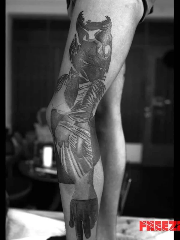 black and grey blackwork татуировка на thigh #12039 | Тату мастер Денис FREEZING Москалев