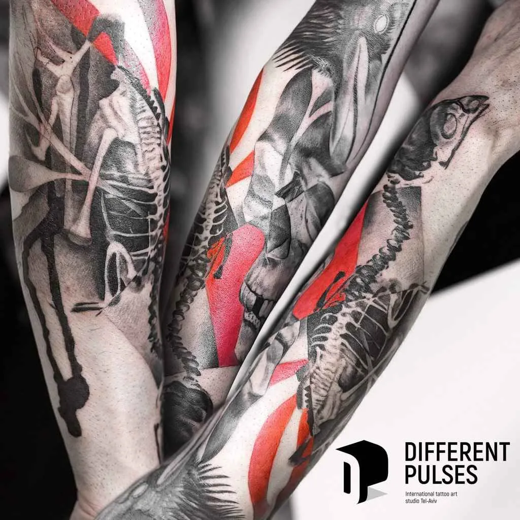 Tatuista Denis FREEZING Moskalev, tatuaggio a colori trash polka dotwork | Tattoo artist Denis FREEZING Moskalev, tatuaggio a colori trash polka dotwork