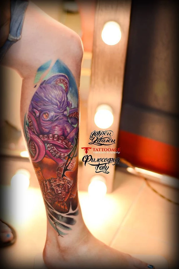 Иллюстративная Octopus, Creature tattoo на Икра