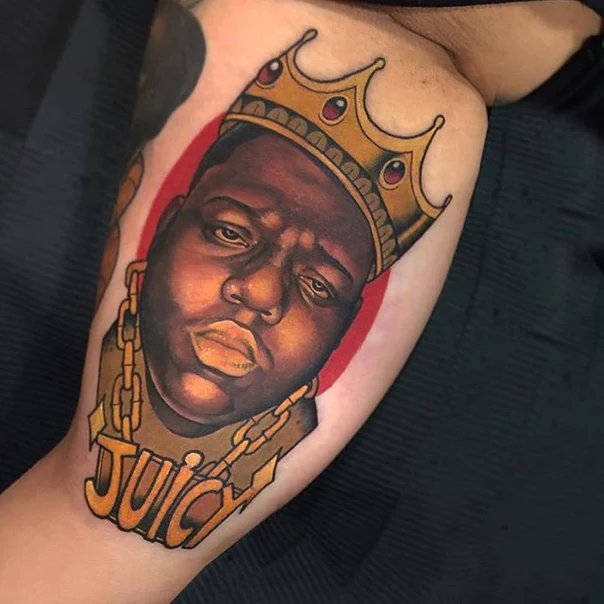 Realism Portrait, Crown tattoo on Bicep