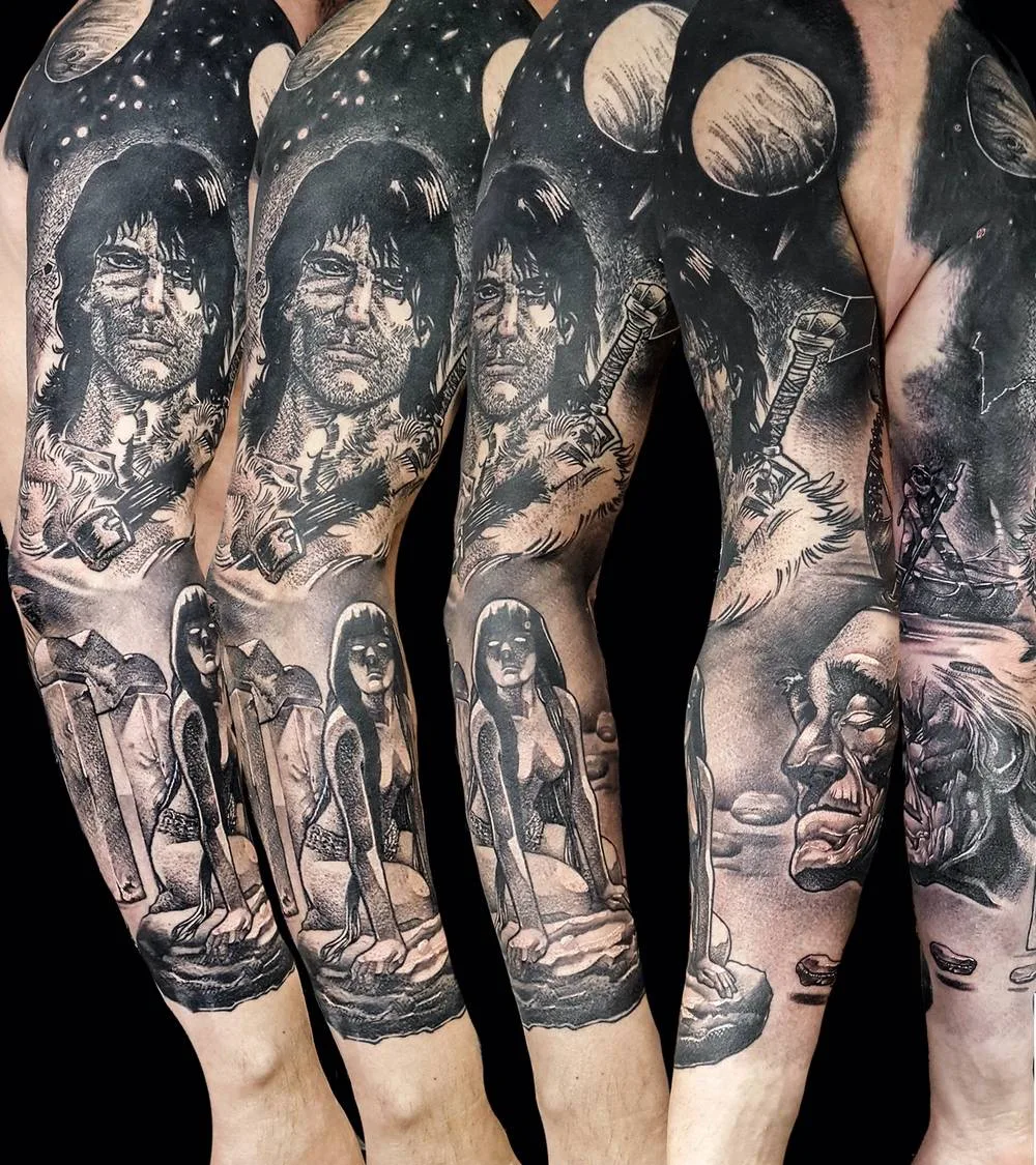 Tattoo artist Marcin Pawlus, tattoo studio DWA ŚLEDZIE , color and black authors style tattoo| Poland