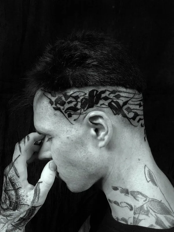 male black blackwork Tatuagem em head #23604 | Tatuador Gordon Lettuce