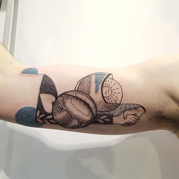 Illustrative Ball, Sun tattoo on Forearm