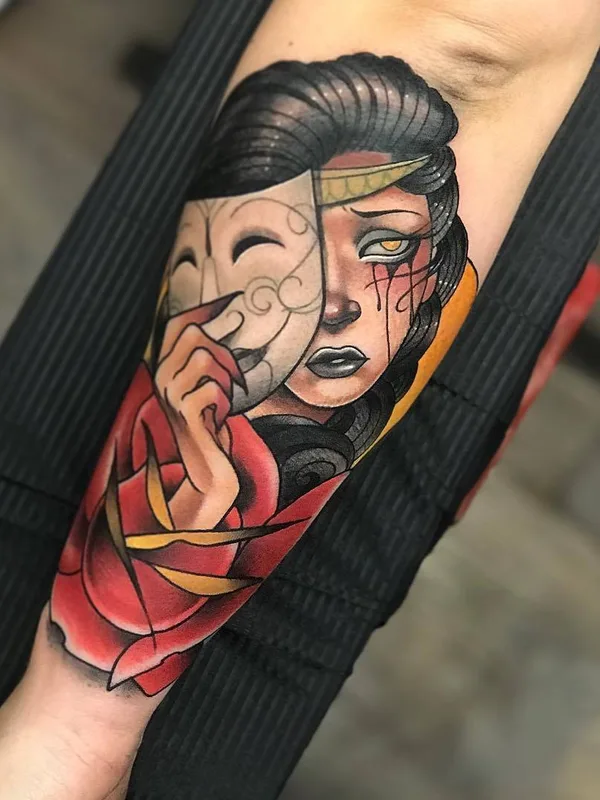 female color neo traditional tattoo on forearm #23698 | Tattoo Artist Guindero