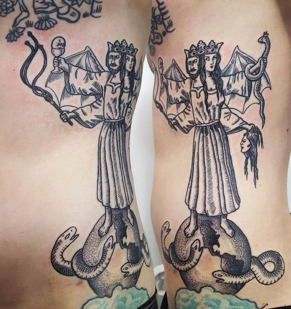 Tattoo artist Marcin Pawlus, tattoo studio DWA ŚLEDZIE , color and black authors style tattoo| Poland
